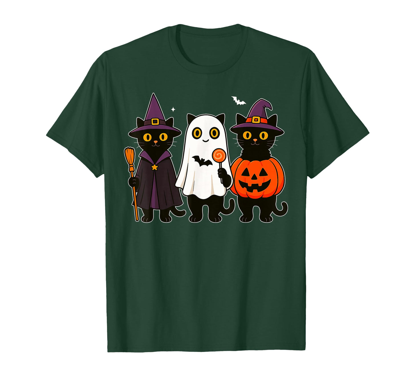 Retro Black Cat Witch Scary Funny Halloween Cat Witch T-Shirt