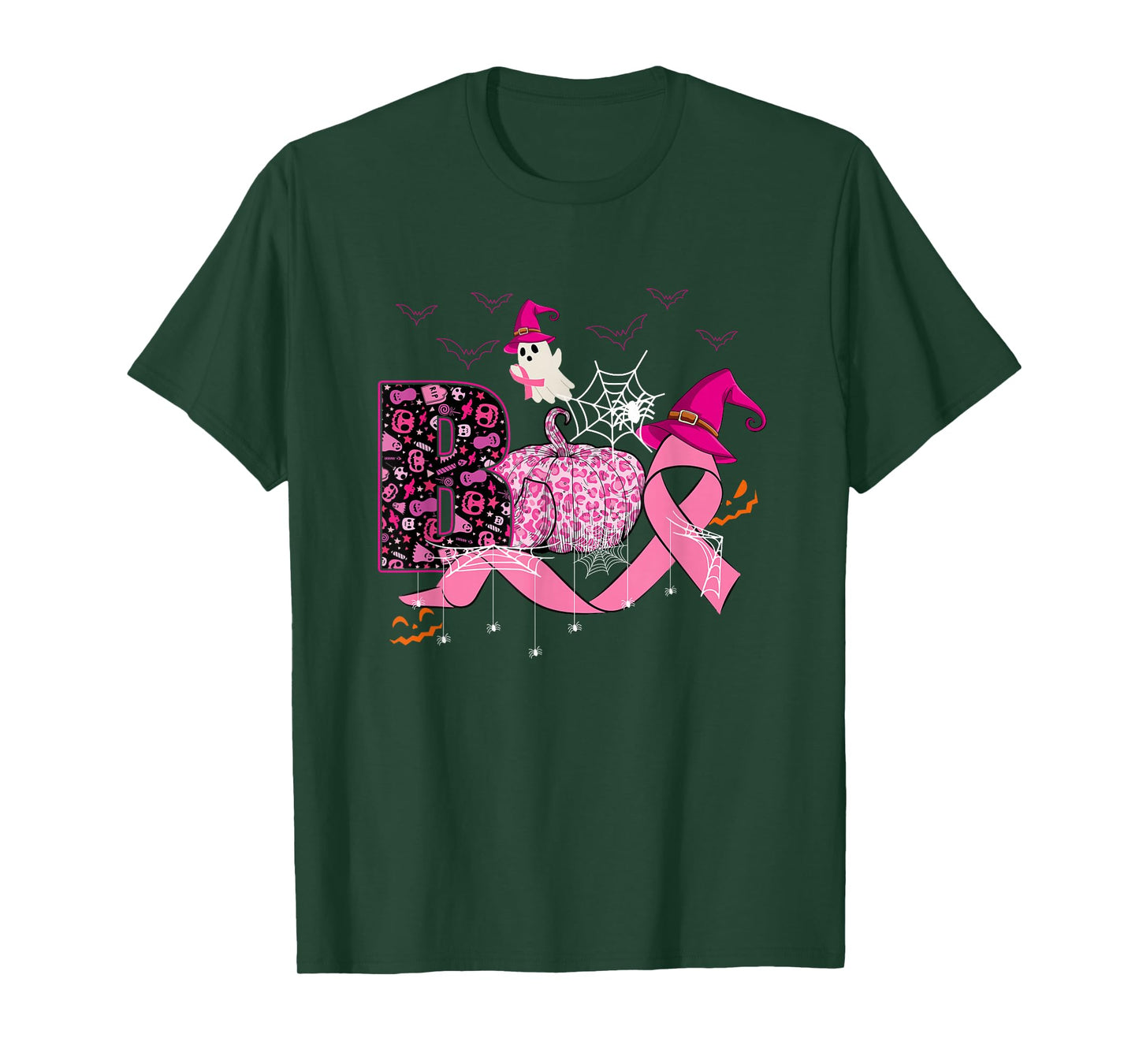 Boo Halloween Pink Ribbon Breast Cancer Awareness Pumpkin T-Shirt