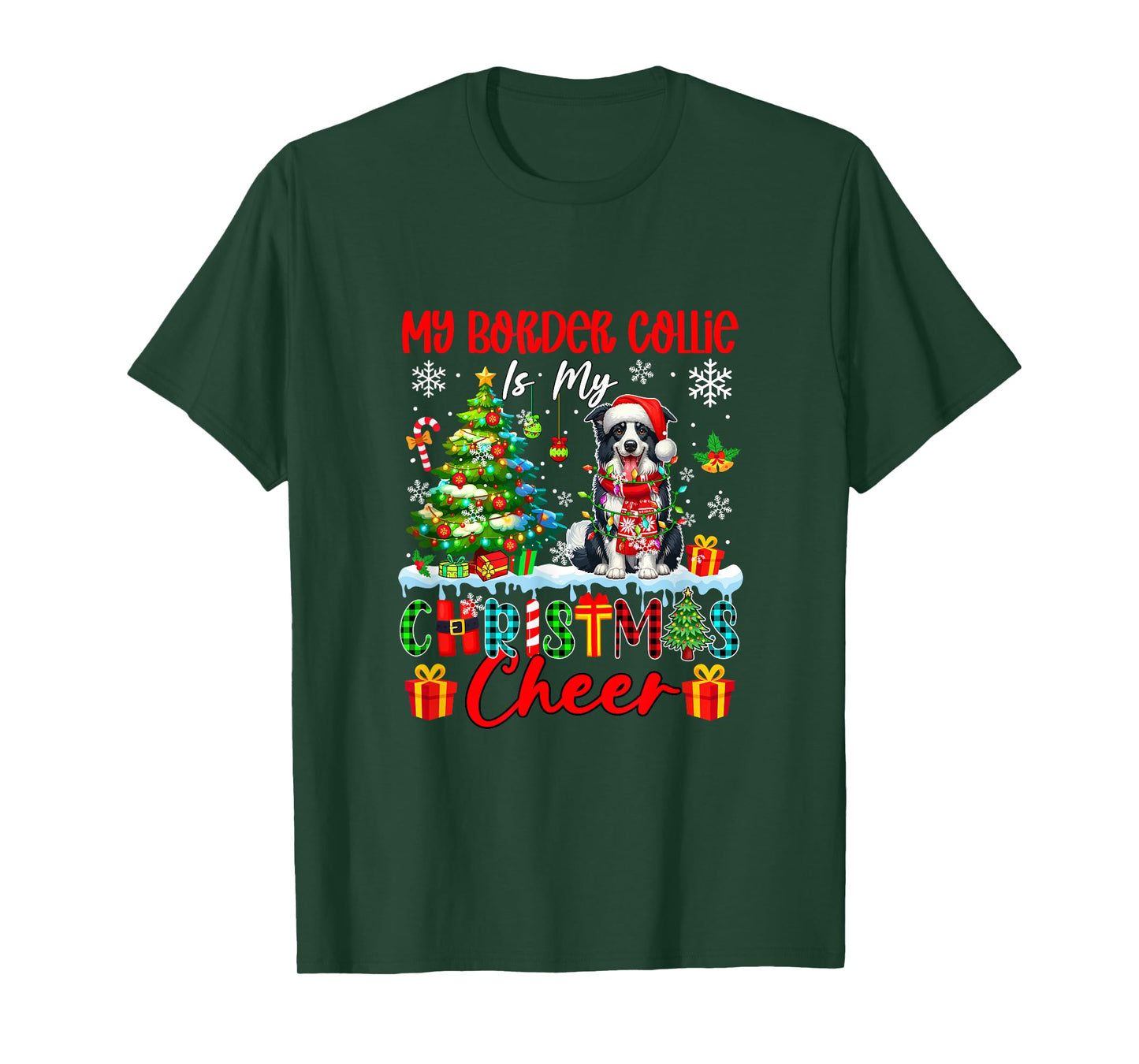 My Border Collie is My Xmas Cheer Funny Santa Dog Owner Kids T-Shirt