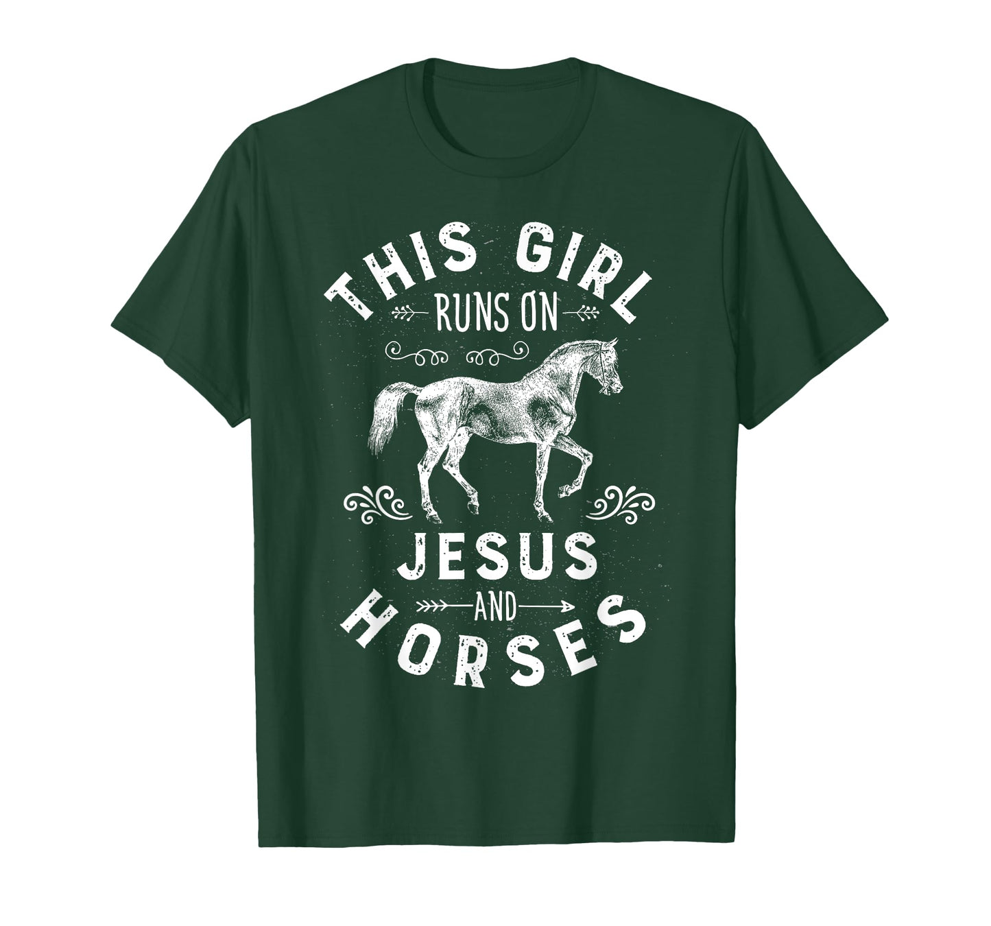 This Girl Runs On Jesus And Horses Horse Riding Equestrian T-Shirt