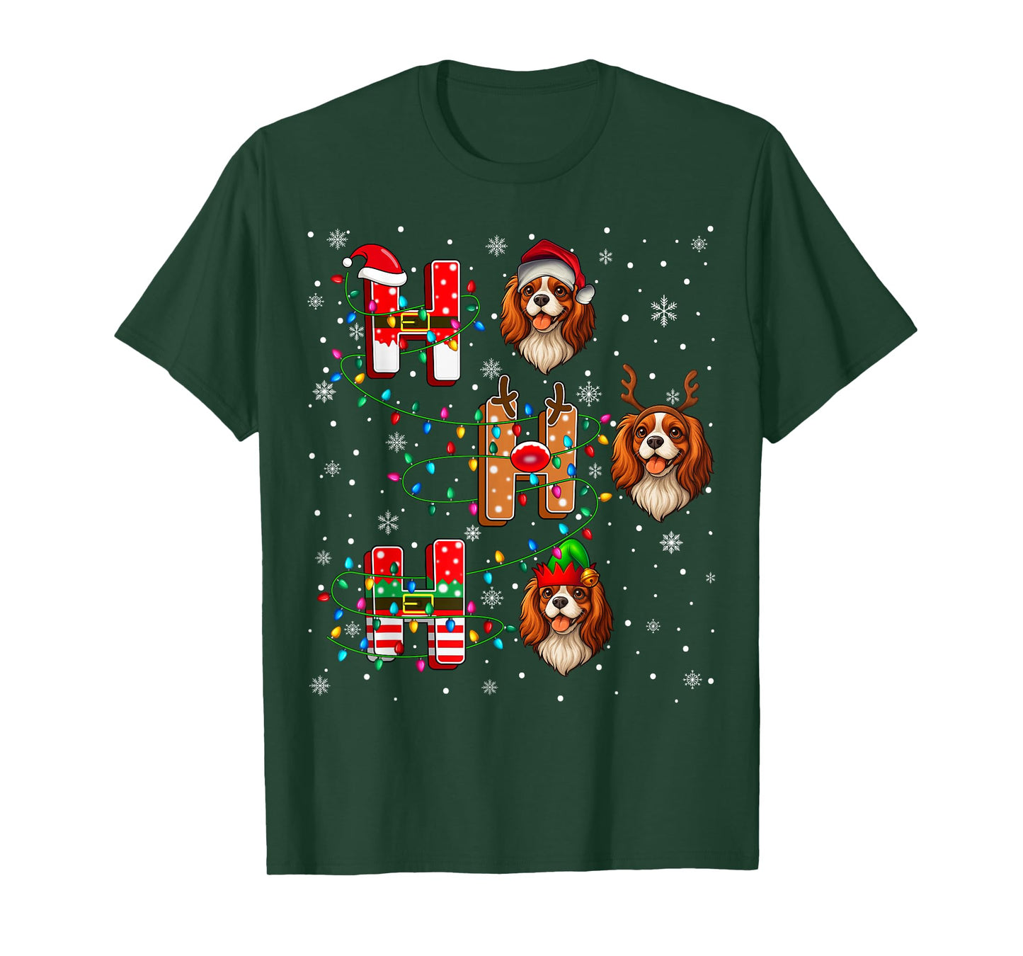 Ho Ho Ho Santa Elf Cavalier King Charles Spaniel Dog Xmas T-Shirt