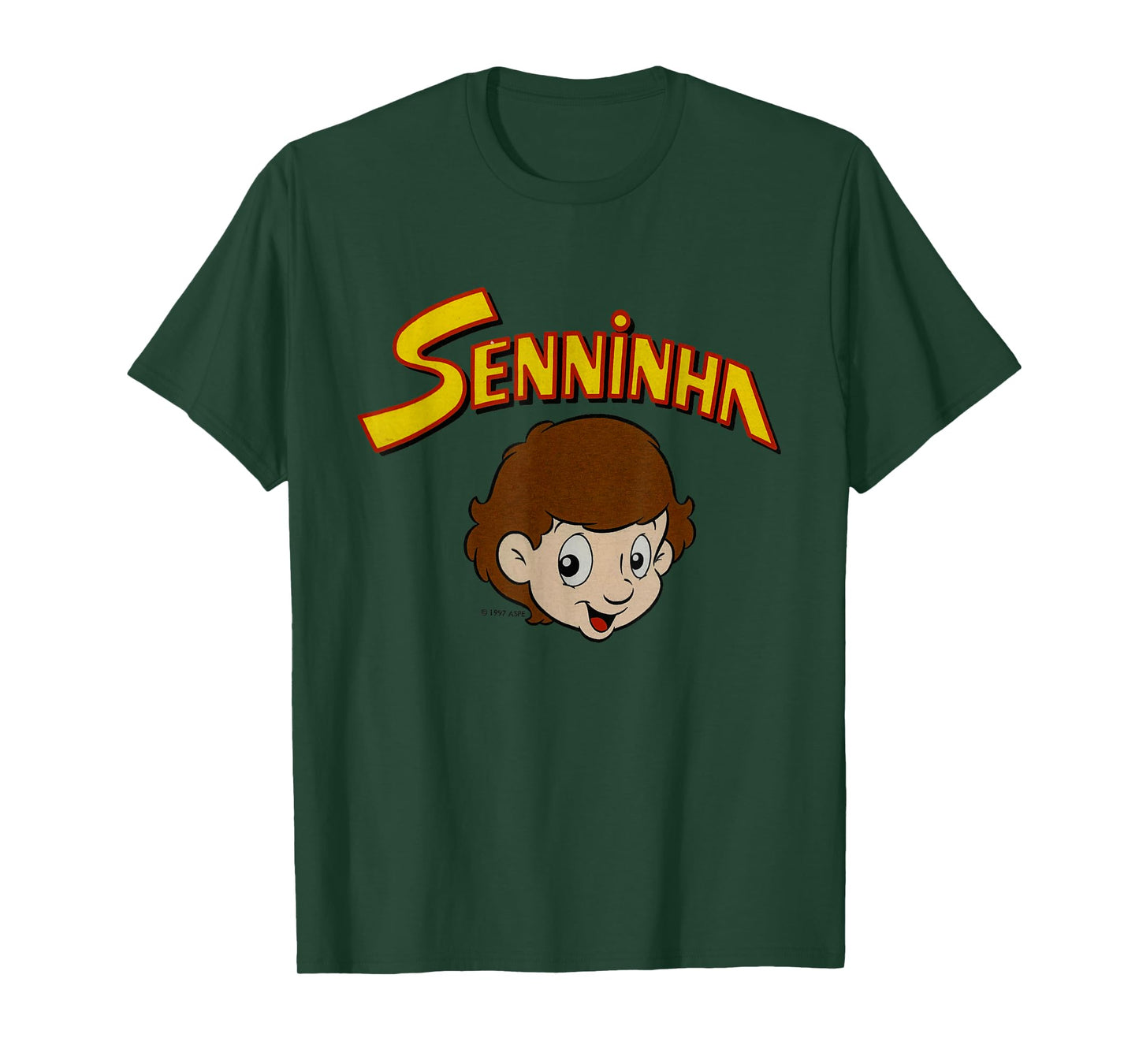 Classic Nostalgia Senninha Unisex-Adults Kids Retro Cartoon Character T-Shirt, Black, Small, Short Sleeve