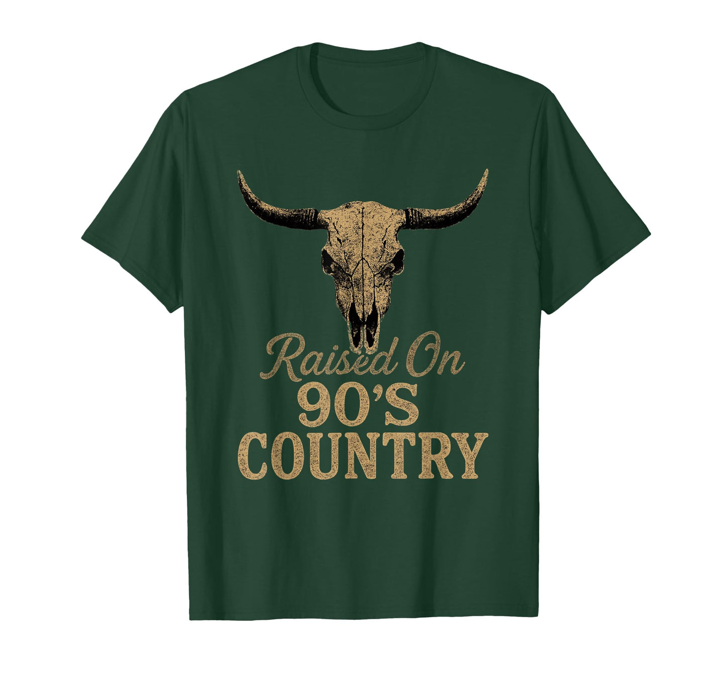 Vintage Western Bull Skull Raised On 90's Country T-Shirt