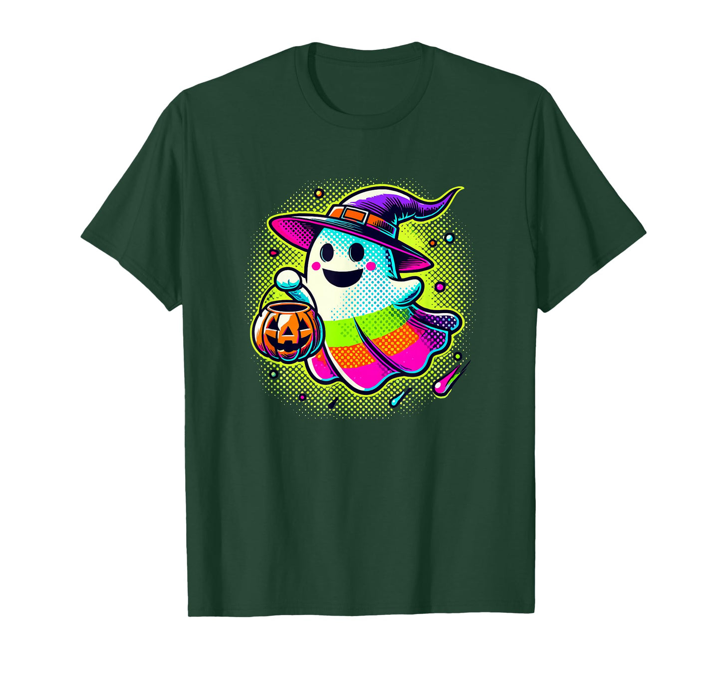 Paint Art Halloween Trick Or Treat Witch Ghost T-Shirt