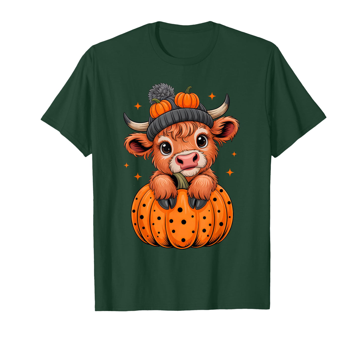 Highland Cow Pumpkin Autumn Halloween Costume Men Women Kids T-Shirt