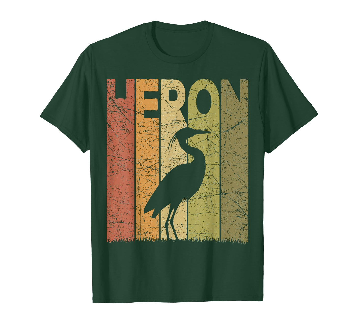 Heron Vintage Birdwatching Heron Retro Ornithology Birding T-Shirt