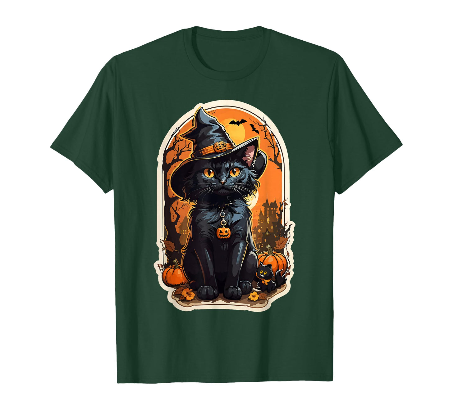Halloween Cat Retro Cat Halloween Pumpkin Vintage T-Shirt