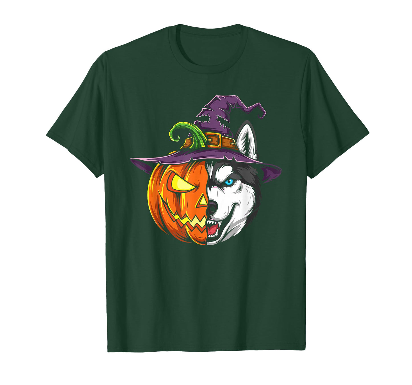 Siberian Husky Pumpkin Jack O Lantern Halloween Mens Womens T-Shirt