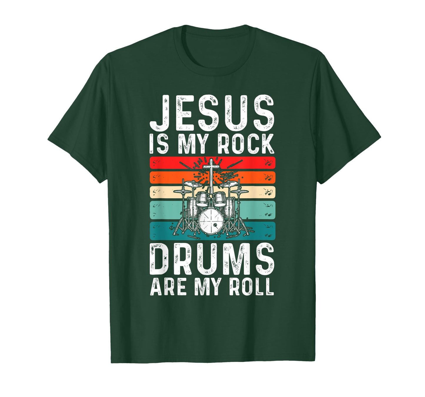 Jesus Is My Rock Drums Are My Roll Christian Drummer T-Shirt