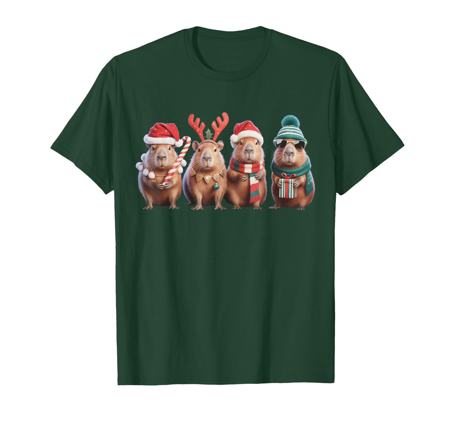 Christmas Lights Capybara Xmas Santa Capybara Men Women Kids T-Shirt