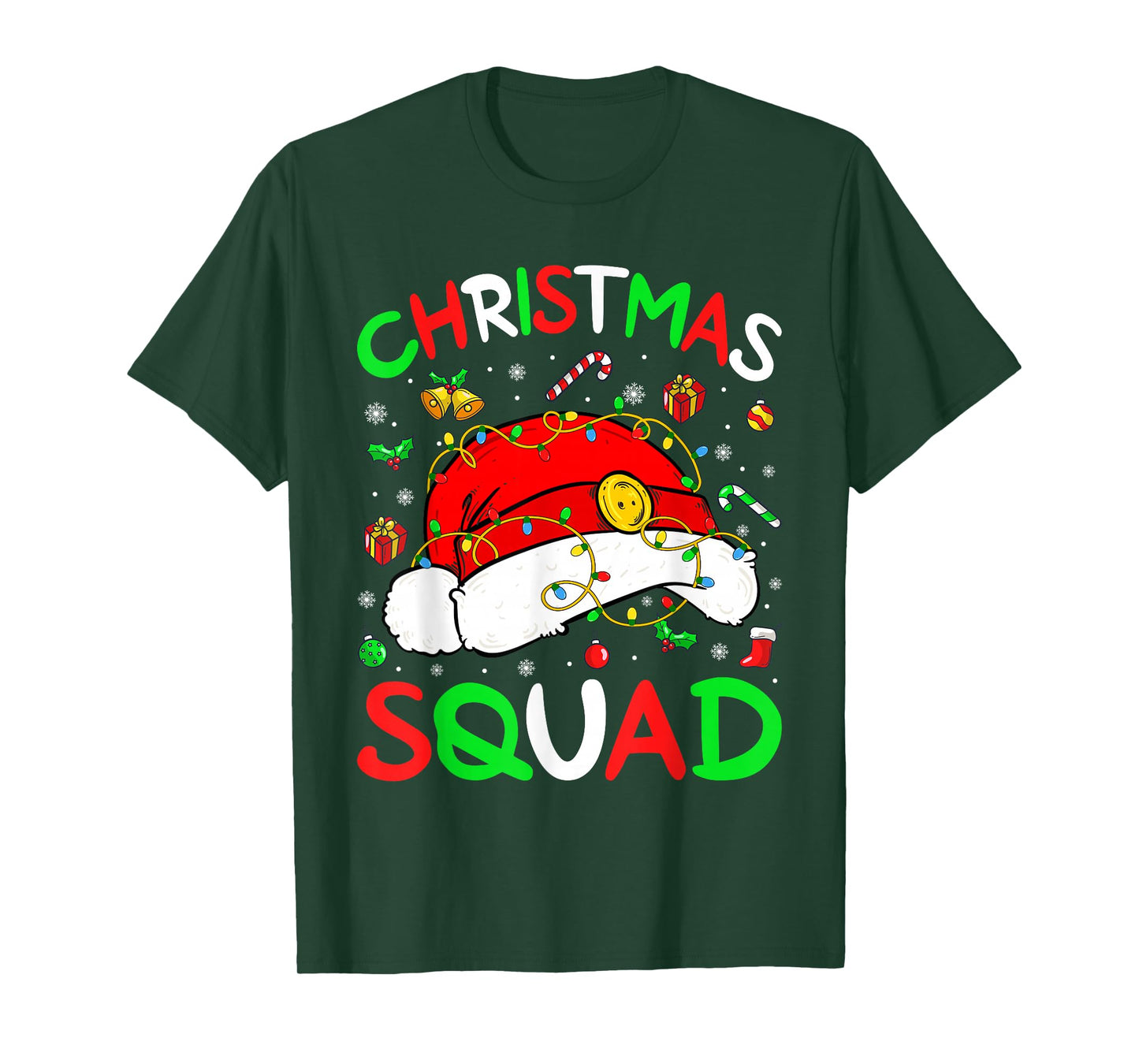 Christmas Squad Funny Xmas Santa Claus Light Family Matching T-Shirt