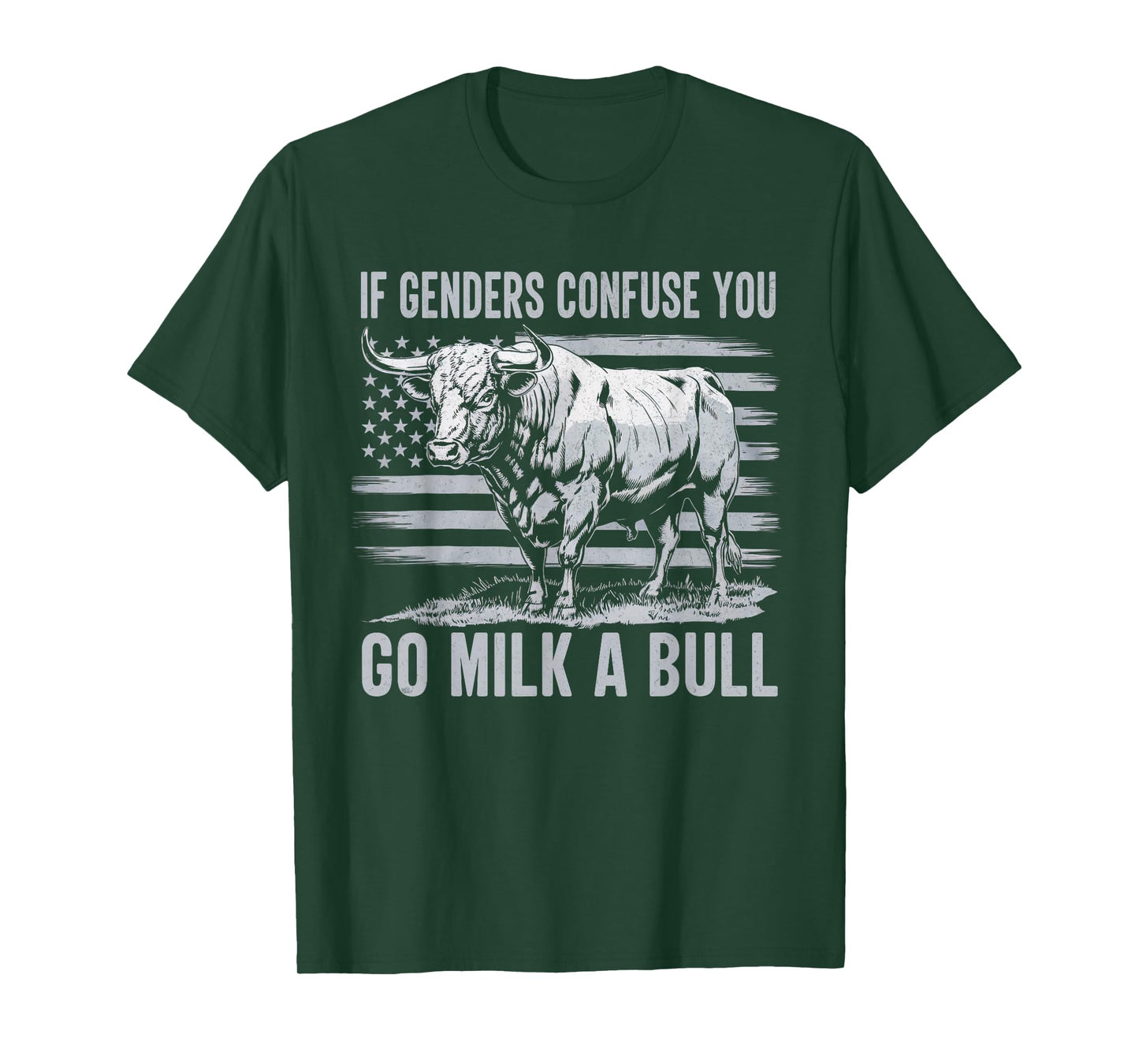 If Genders Confuse You Go Milk a Bull Vintage USA Flag T-Shirt