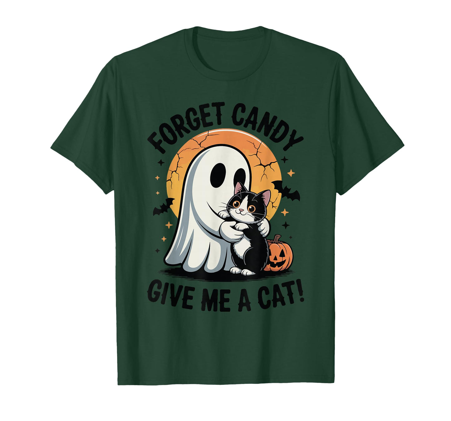Vintage Forget Candy Give Me Tuxedo Cat Halloween Mom Women T-Shirt
