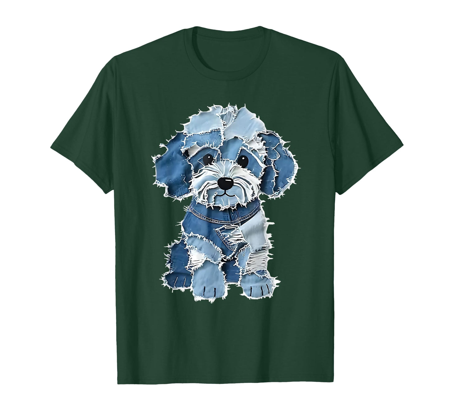 Retro Denim Dog Patch, Funny Shabby Blue Jean Puppy Women T-Shirt