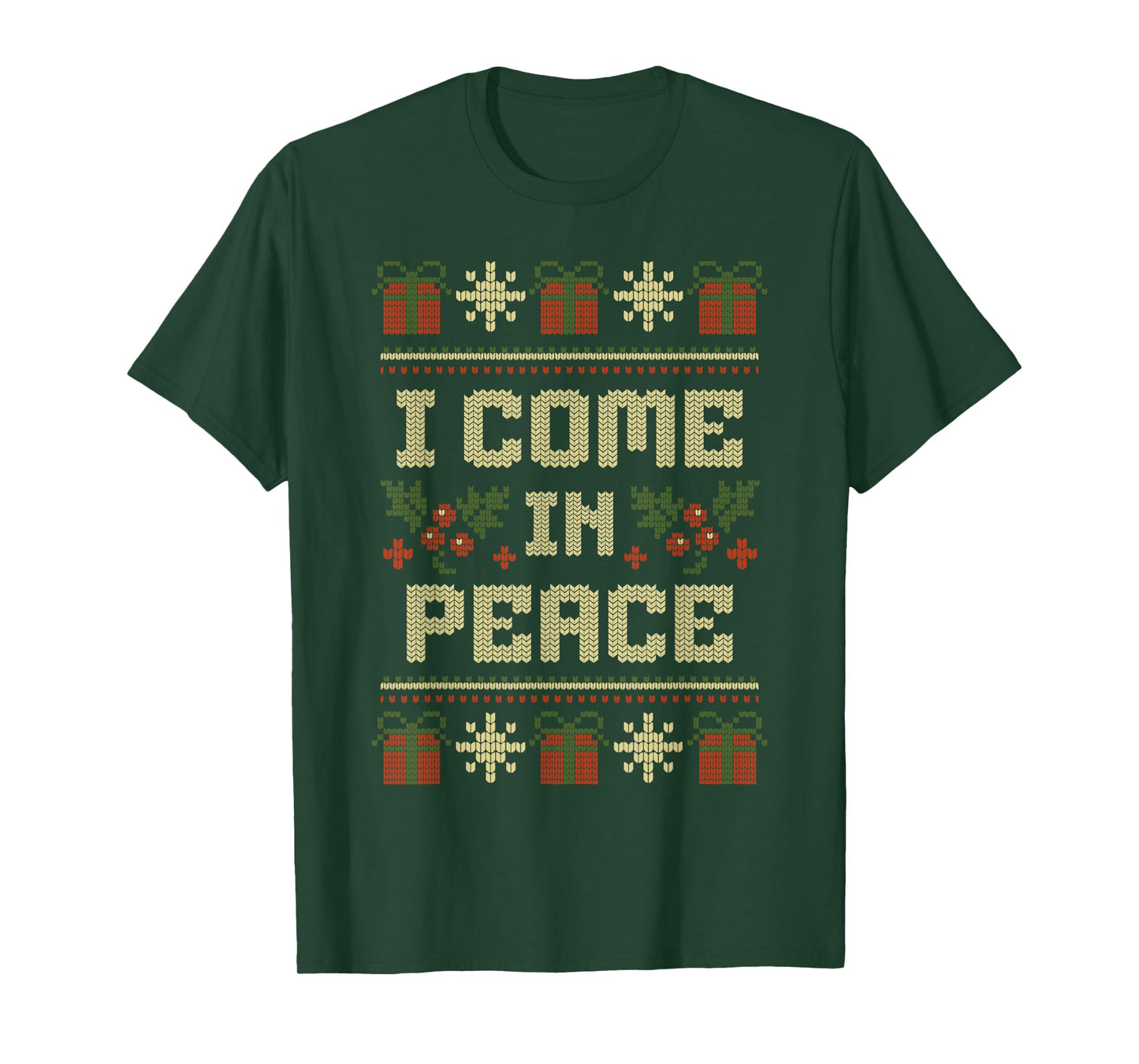 Funny Peace I Come in Peace Matching Couple Ugly Christmas T-Shirt