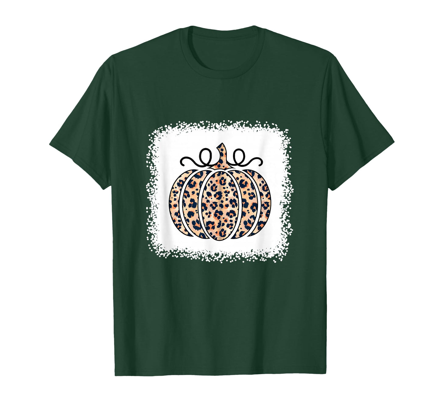 Halloween Pumpkin Bleached Leopard Print for Women Teen Girl T-Shirt