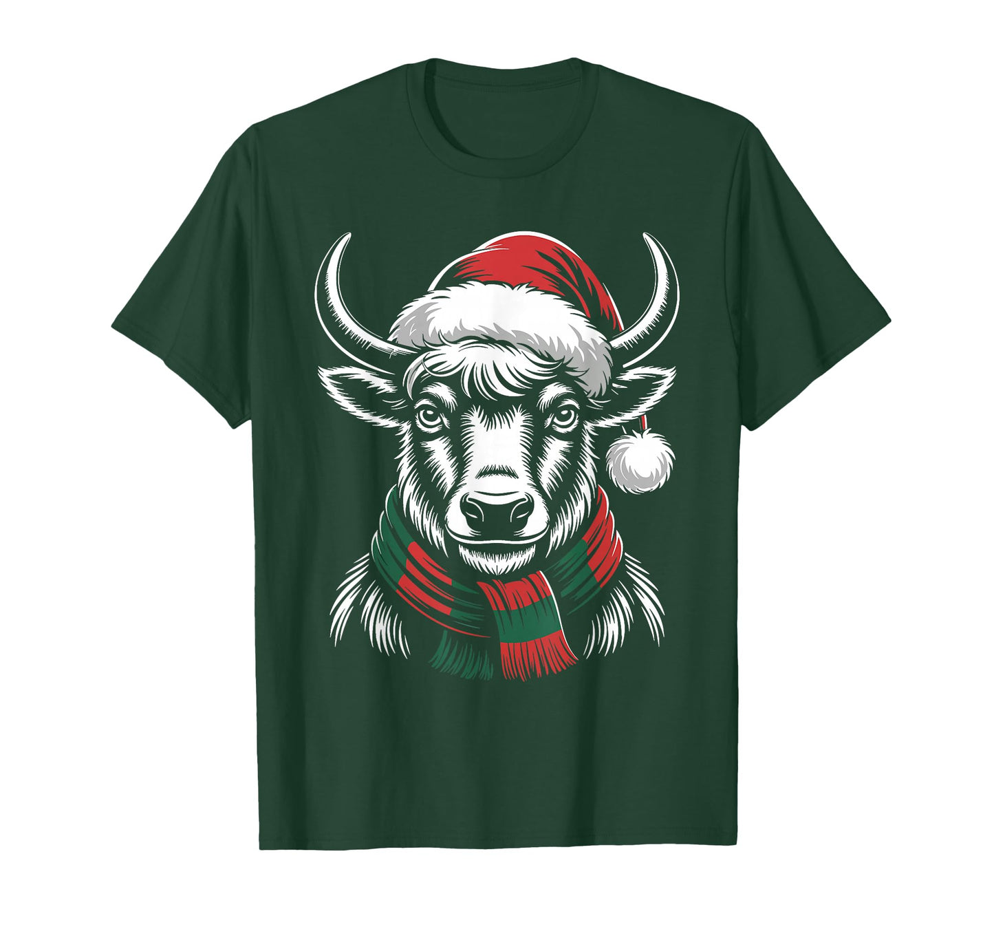 Yak Xmas Santa Hat Scarf Christmas Costume T-Shirt