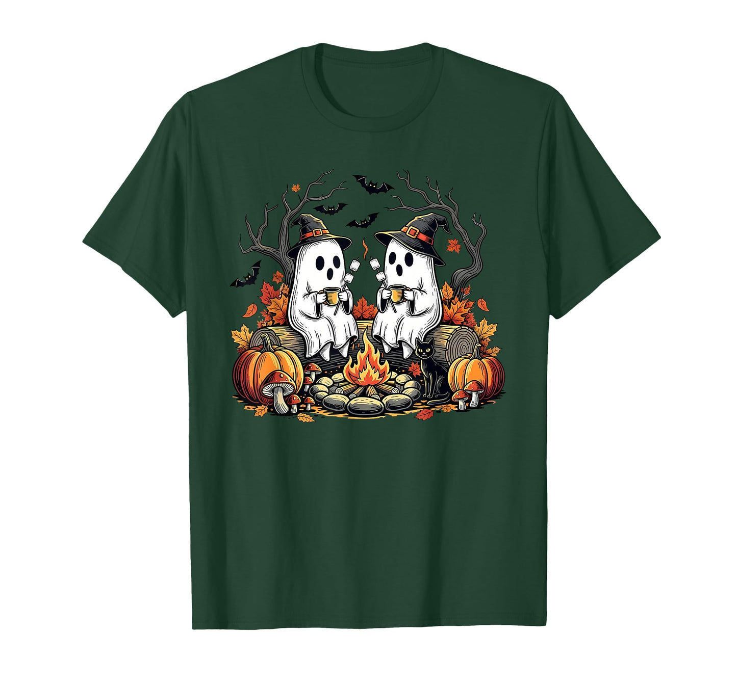 Spooky Camping Crew Ghosts Halloween Campfire Vintage Boo T-Shirt