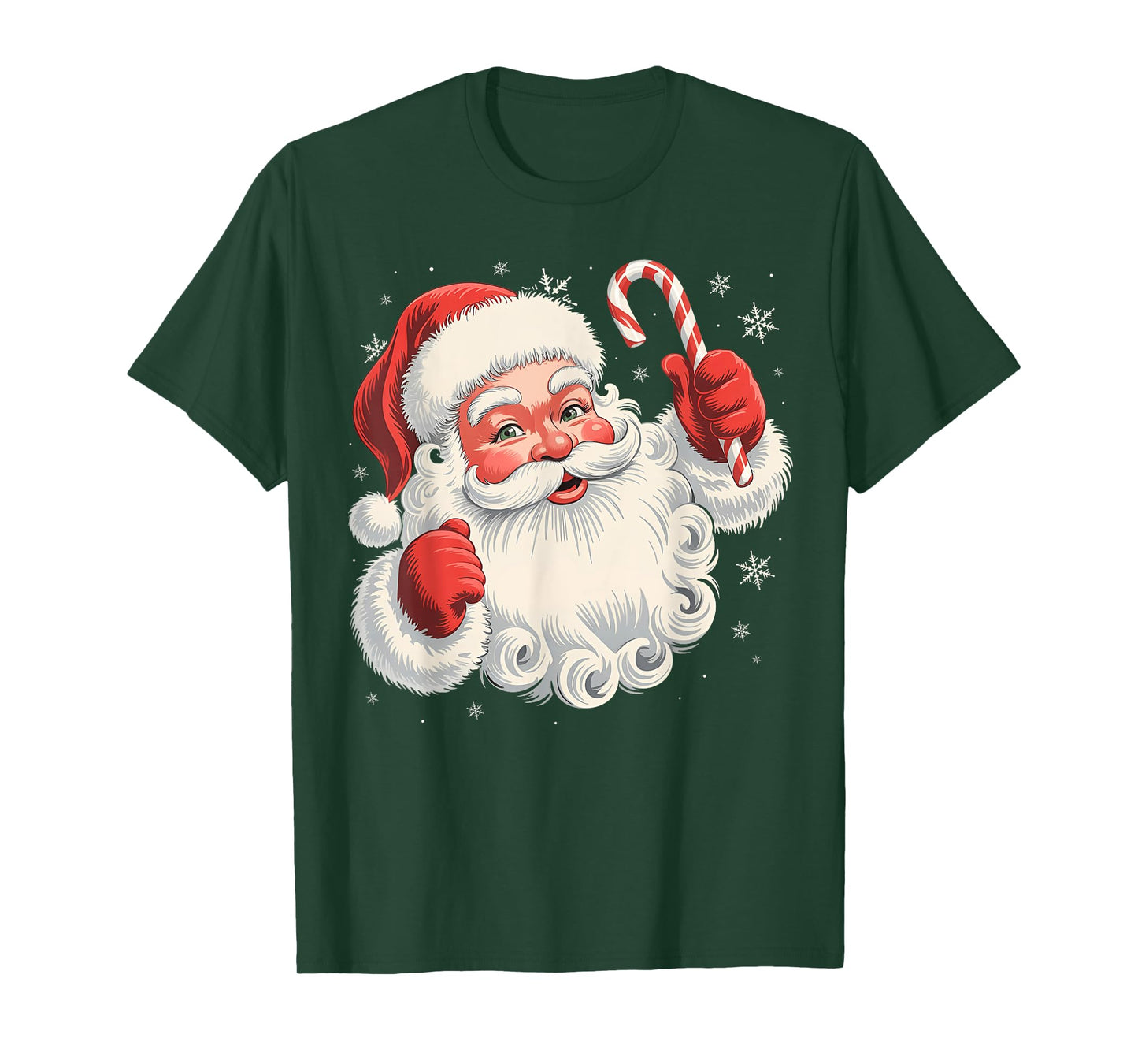 Vintage Santa Claus Merry Christmas Candy Cane Men Women Kid T-Shirt