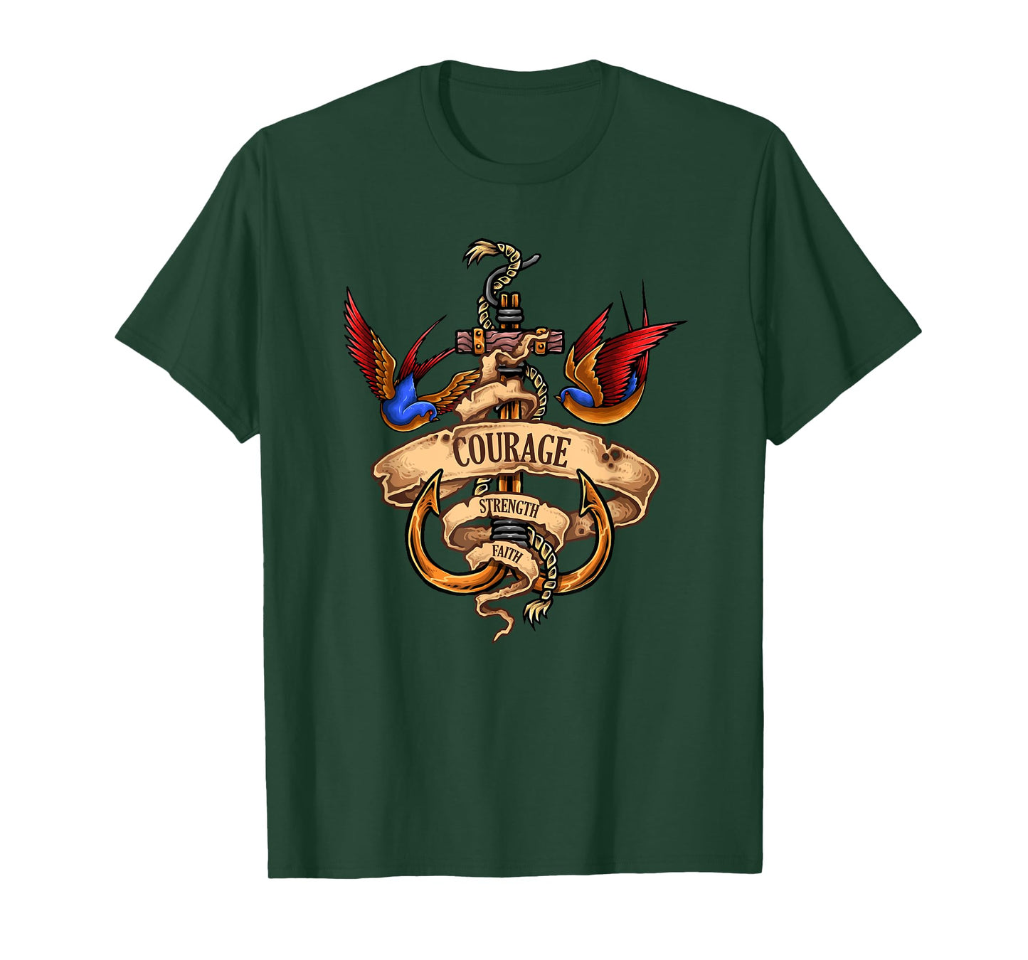 Merchant Mariner Sailor Captain Deck Hand Tattoo Swallows T-Shirt