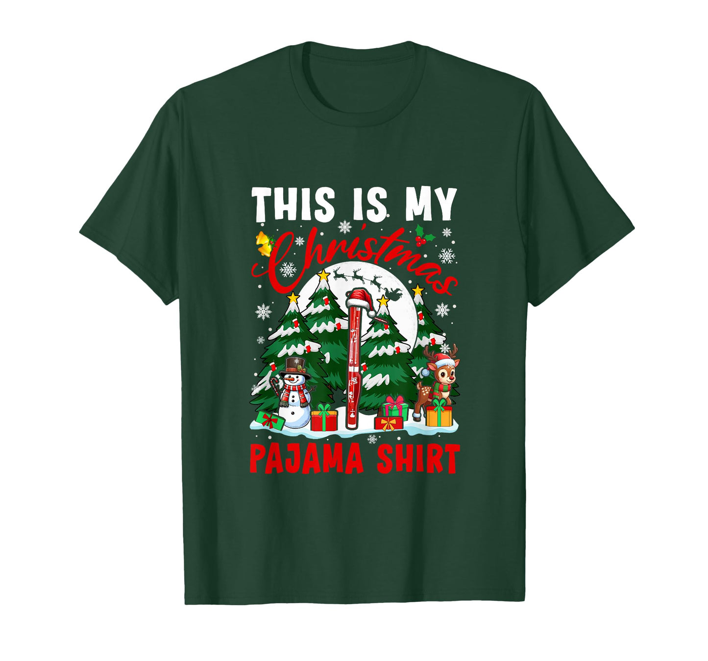 My Christmas Pajama Shirt Santa Bassoon Snowman Instrument T-Shirt
