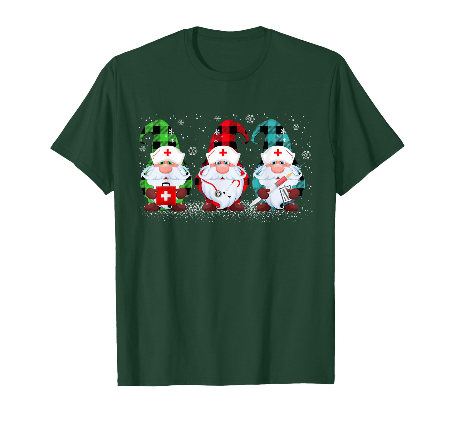 Nurse Christmas Gnomes Funny Nurse Scrub Top Xmas Pajamas T-Shirt