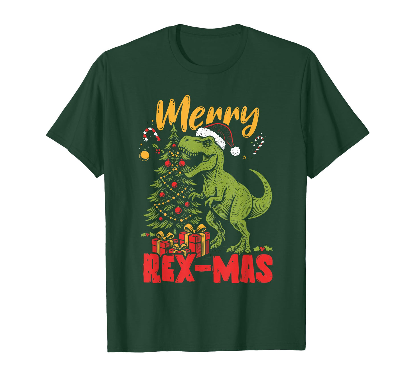 Merry Rex-Mas Santa Dinosaur Retro Christmas Dino T-Shirt