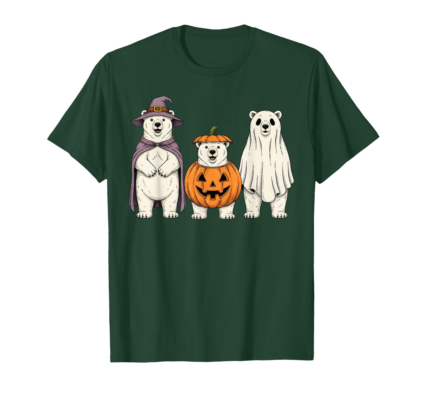 Spooky Ghost Polar Bear Lover Pumpkin Halloween T-Shirt