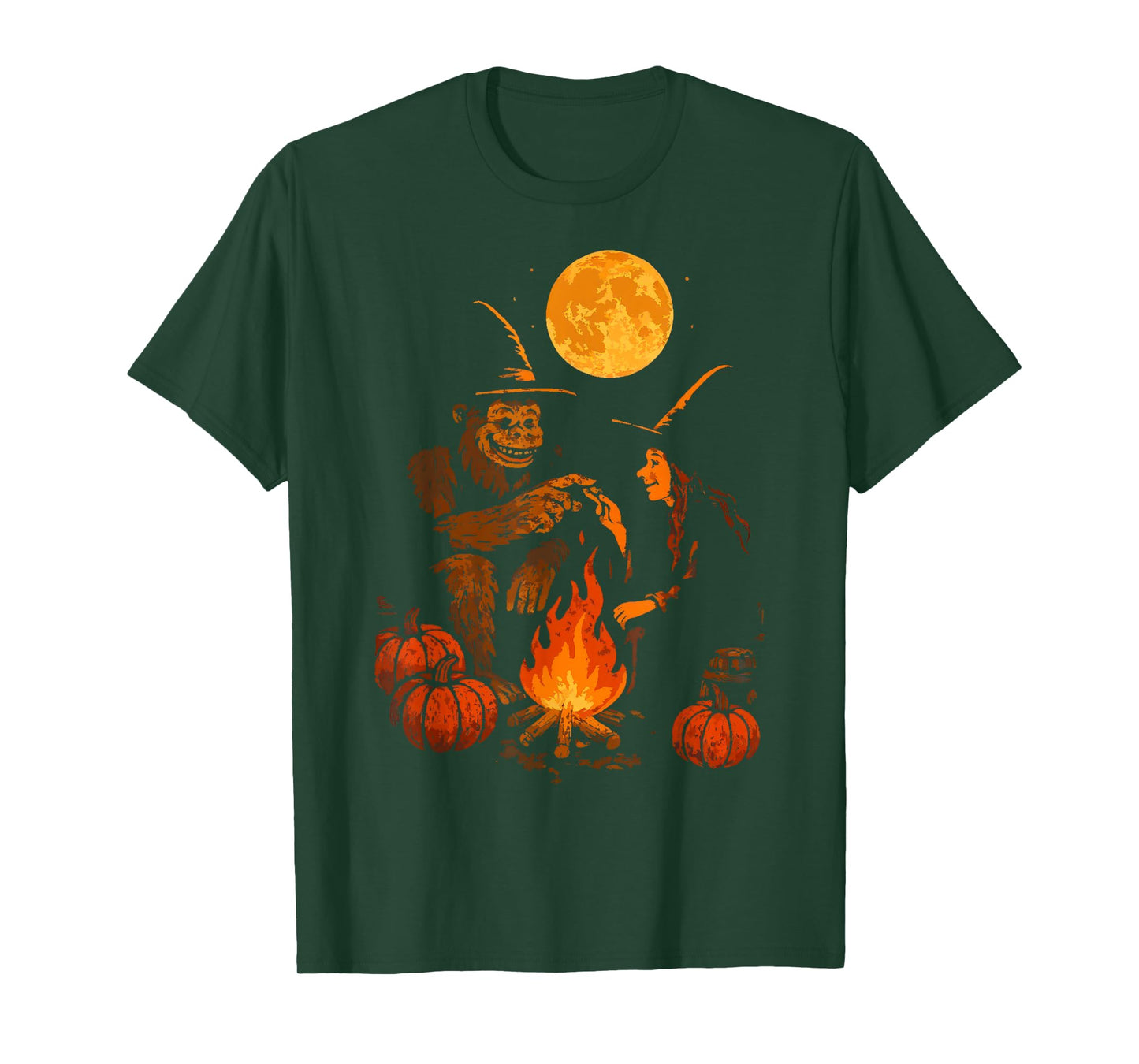 Funny Bigfoot Witch Campfire Sasquatch Halloween Costume T-Shirt