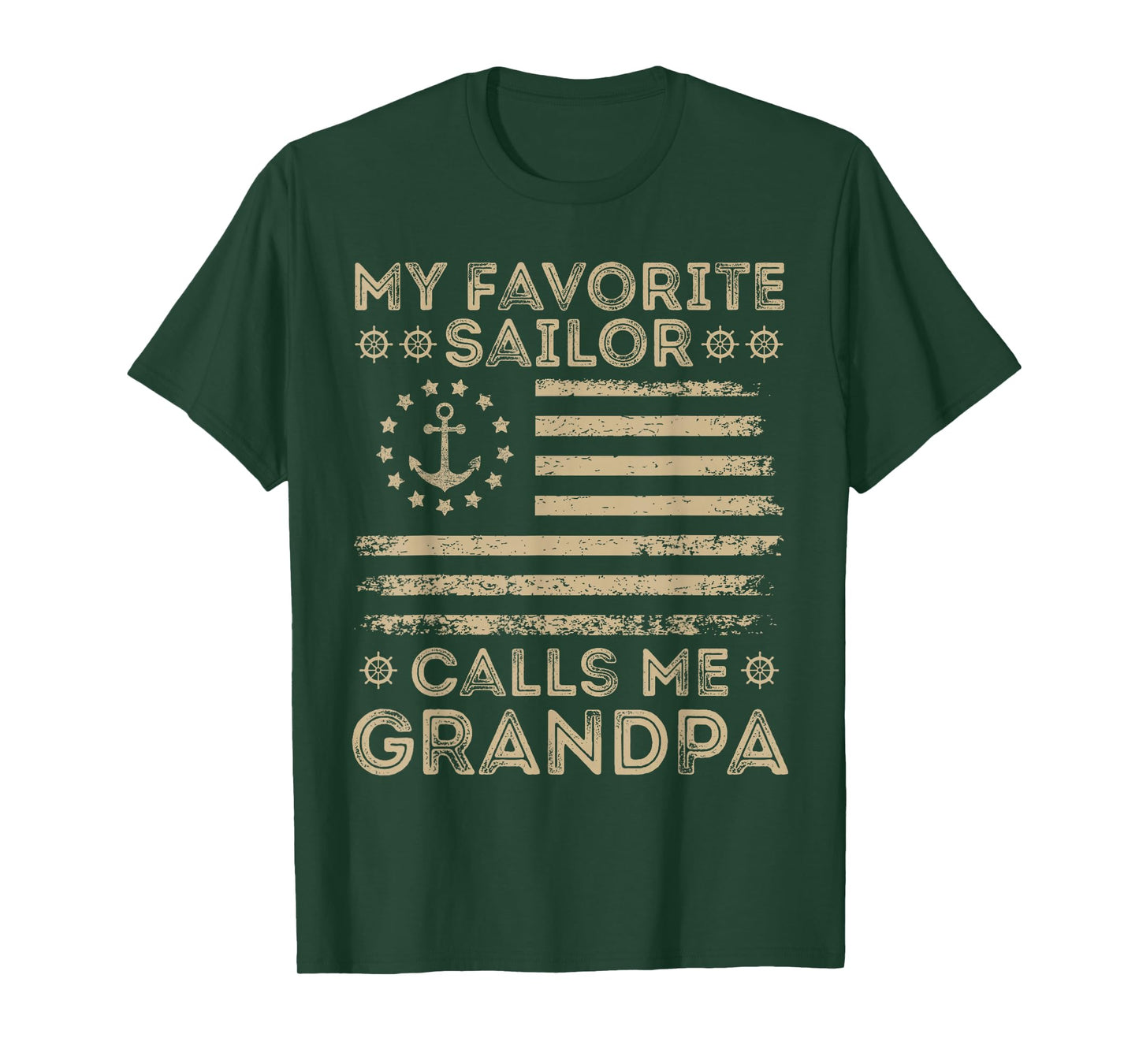 My Favorite Sailor Calls Me Grandpa Sailor Grandpa US Flag T-Shirt