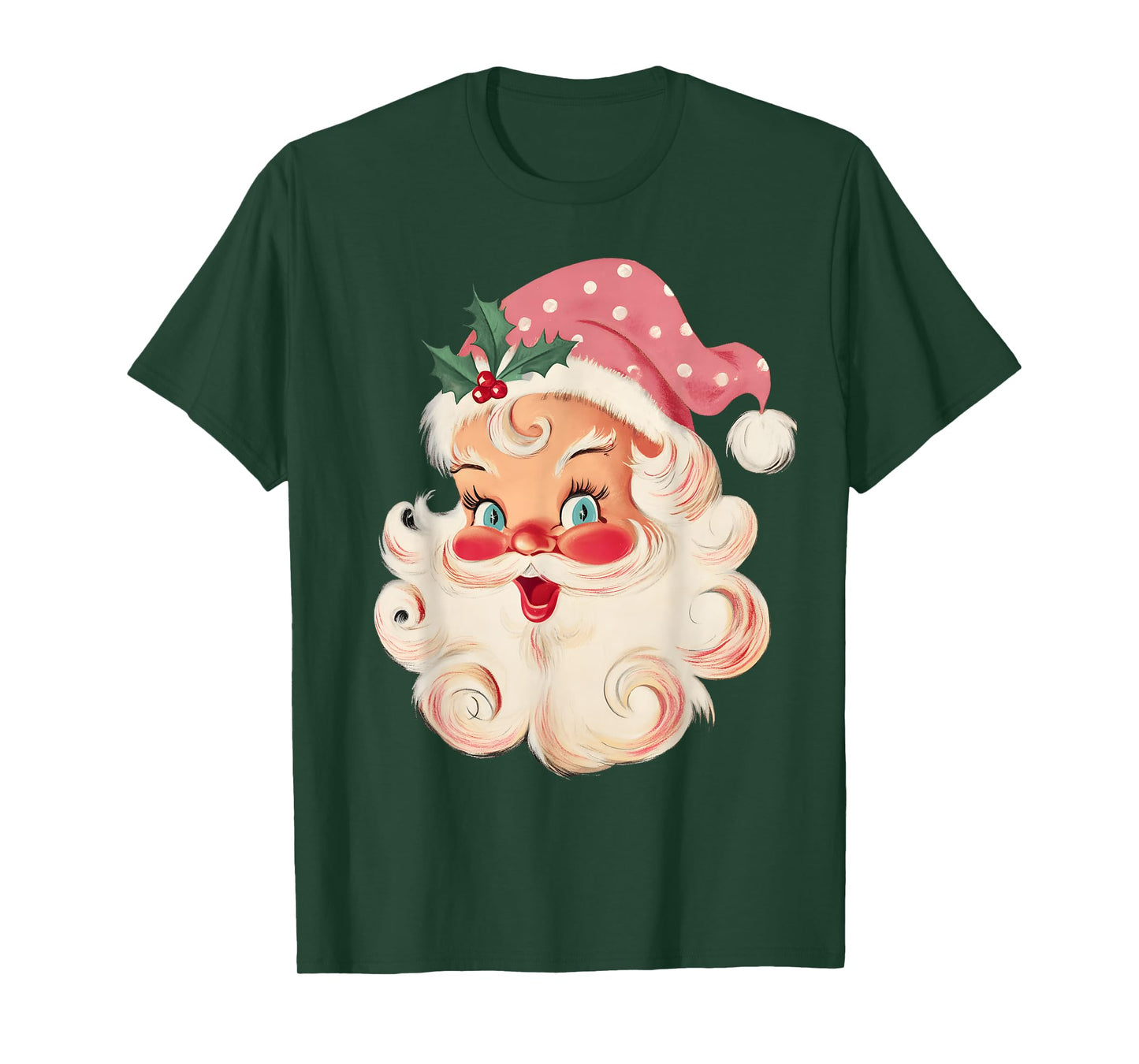 Vintage Retro Pink Santa Claus Christmas Xmas Men Women Kid T-Shirt