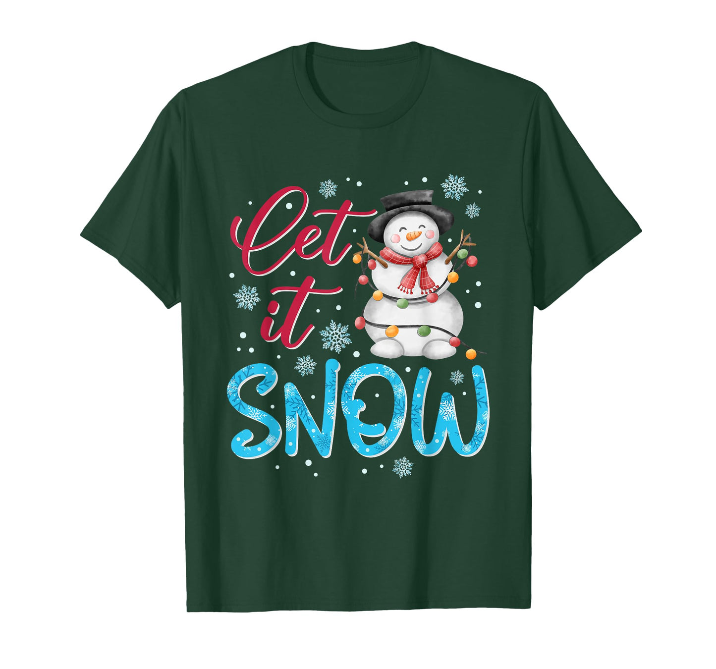 Let Snow Christmas Snowman Snowflakes Xmas Matching Family T-Shirt