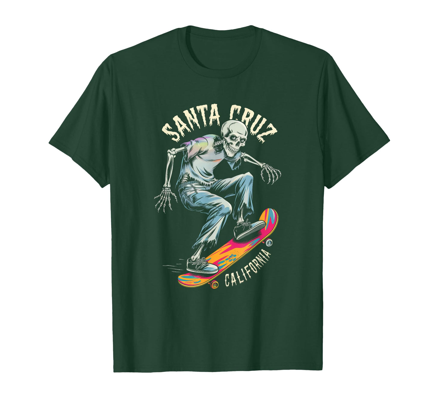 Vintage Santa Cruz California Skeleton Skateboarder Skater T-Shirt