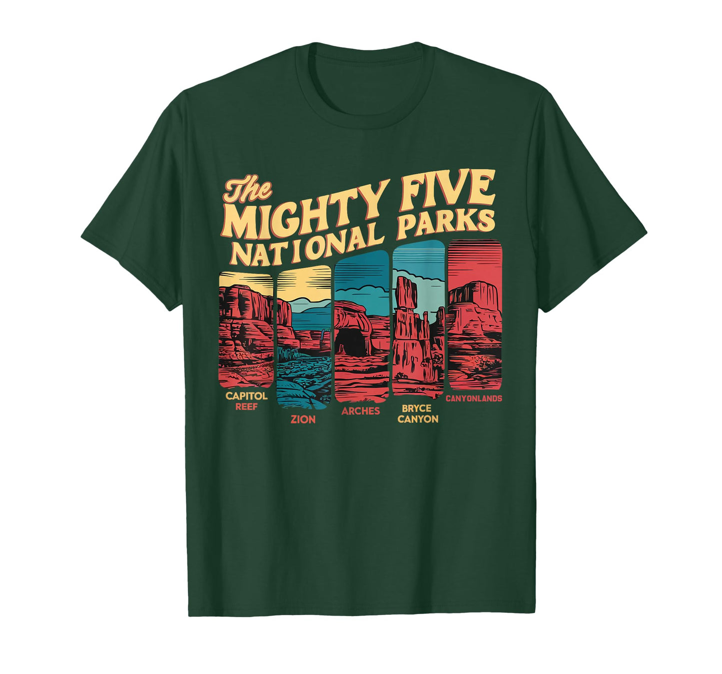 Mighty Five Big 5 National Parks Hiking Camping Vintage Utah T-Shirt