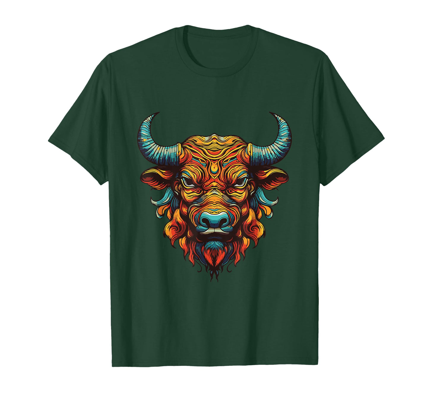 Bull Portrait Taurus | Animal Colorful Gym T-Shirt