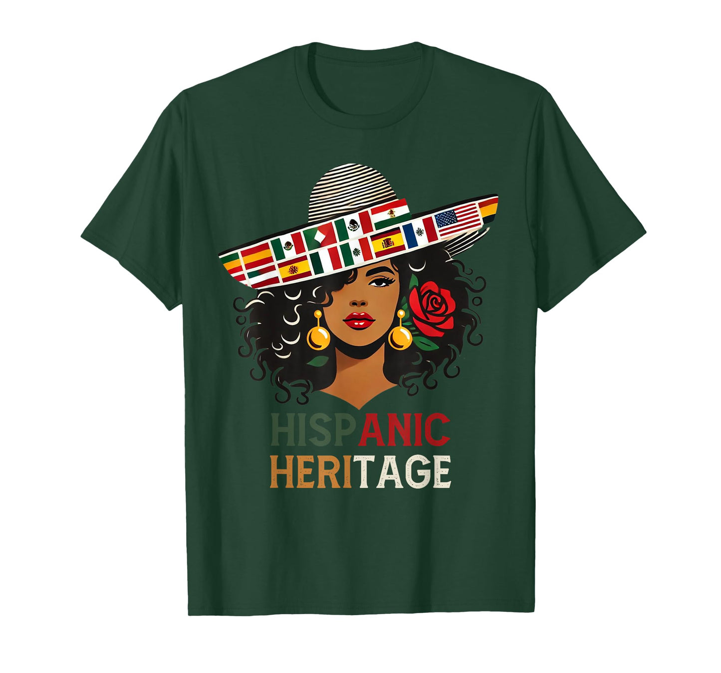 Hispanic Heritage Month Women's Latino Countries Flags Hat T-Shirt
