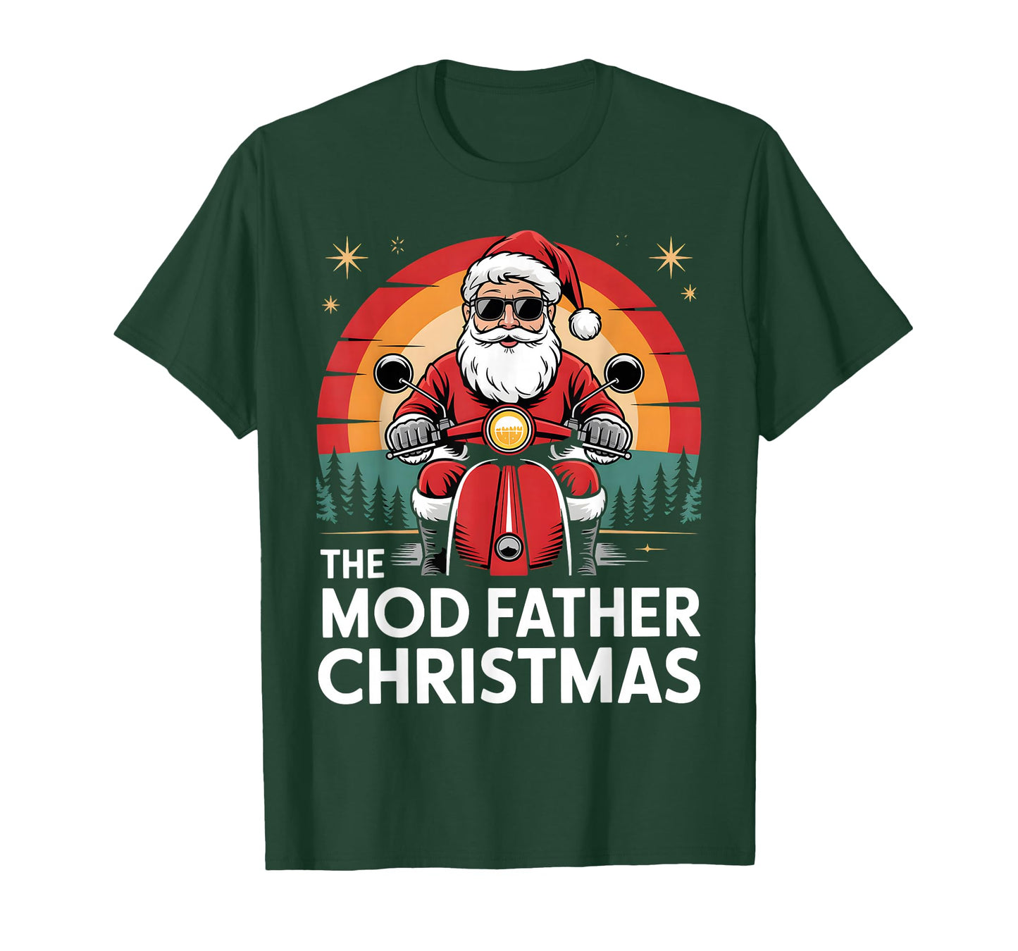 Funny Santa On Motorbike for Mods The Mod Father Christmas T-Shirt