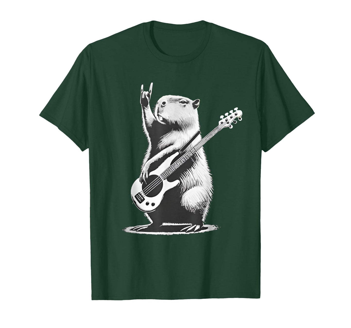 Vintage Capybara Playing Guitar Retro Capybara Rock Music T-Shirt