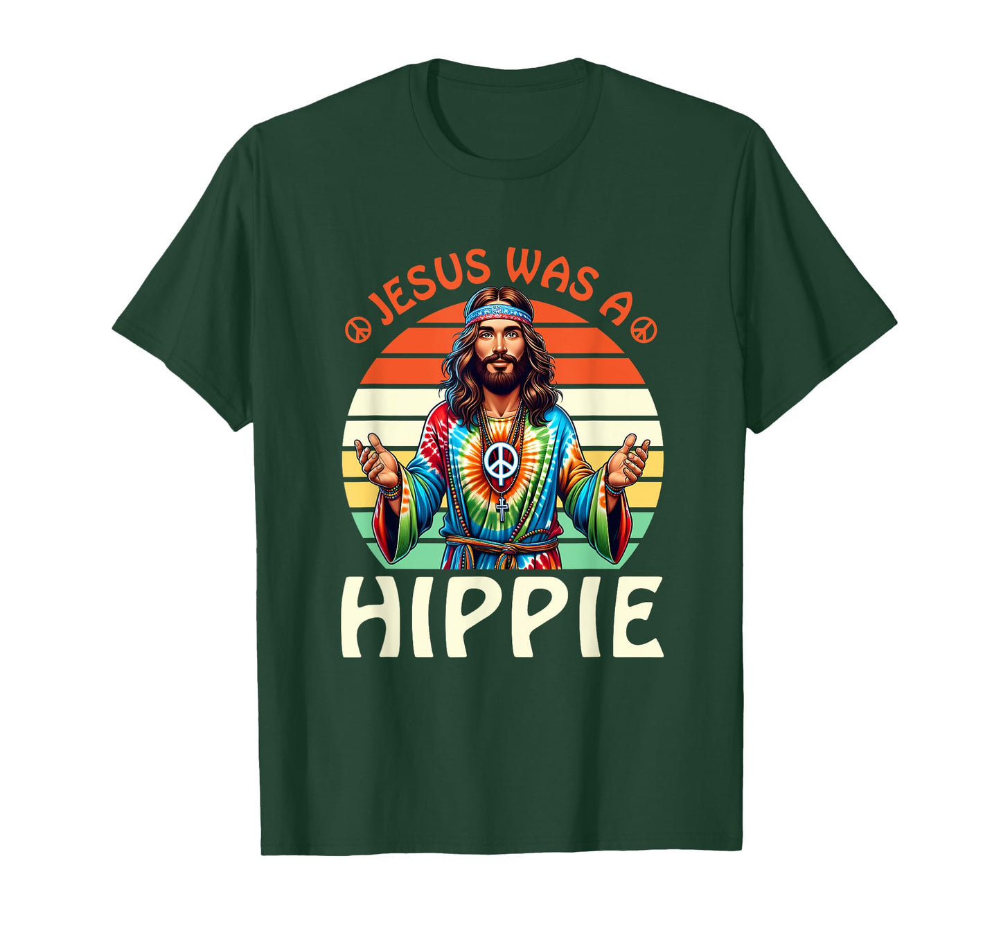 Groovy There Was Jesus Cross Christian Religious Hippie T-Shirt