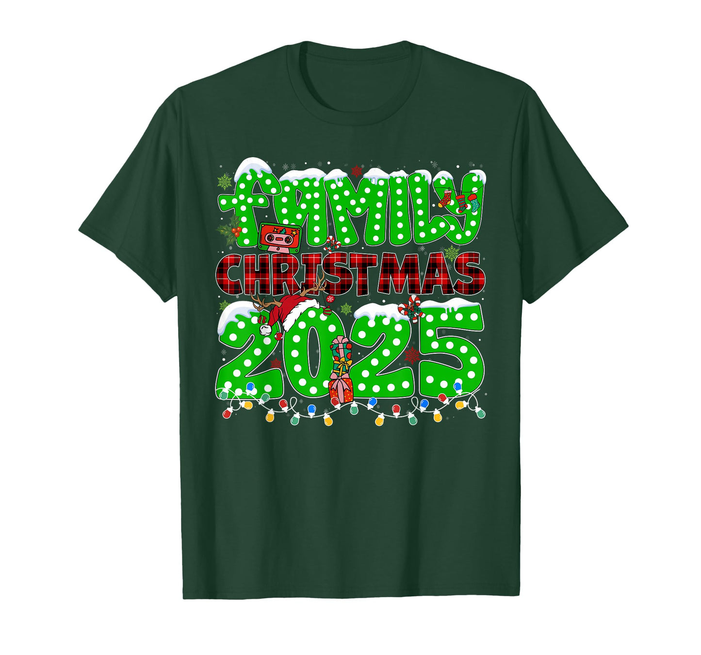 Family Holiday Christmas 2025 Xmas Lights Santa Pajamas T-Shirt