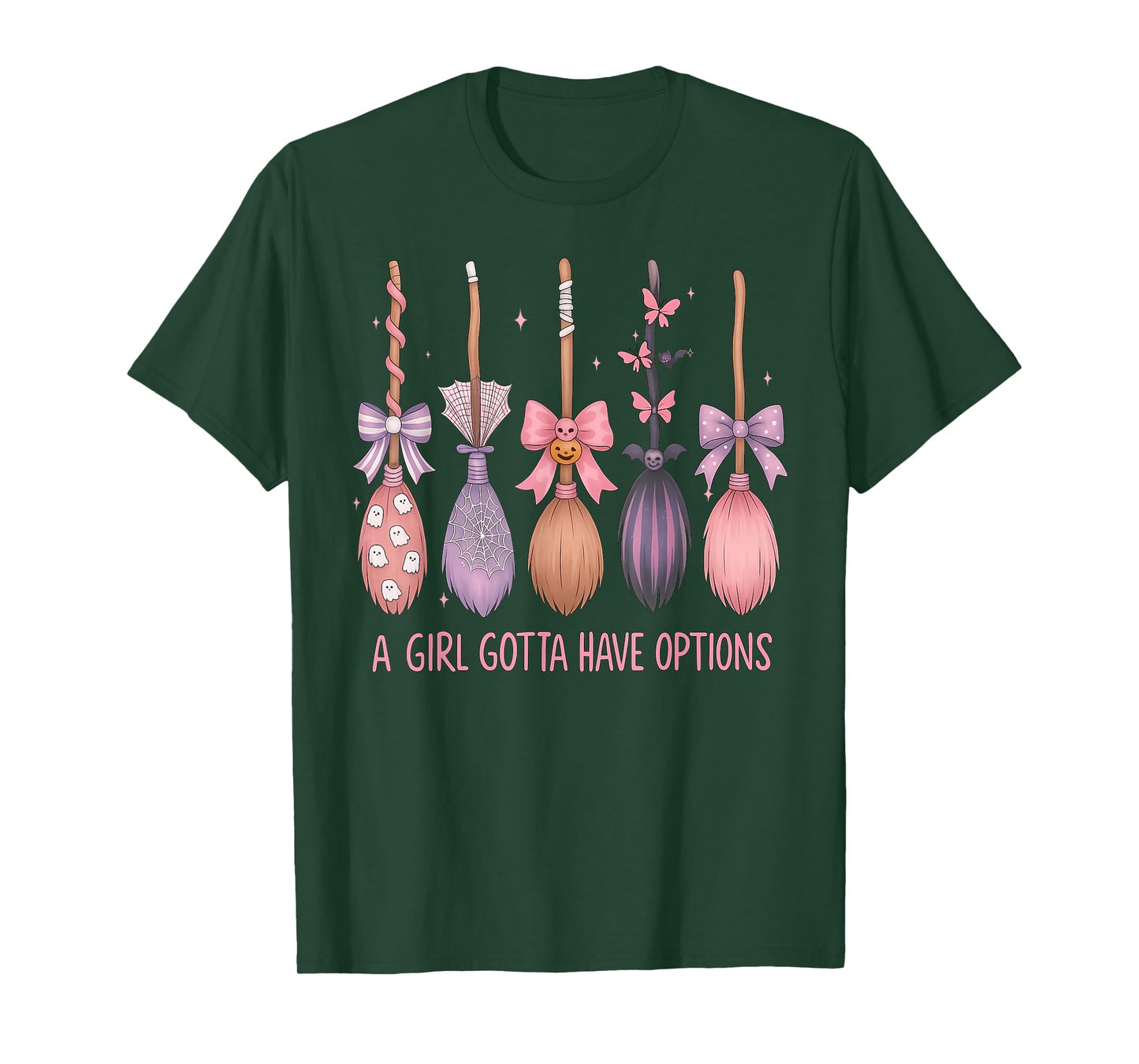 Pink Coquette A Girl Gotta Have Options Witch Brooms T-Shirt