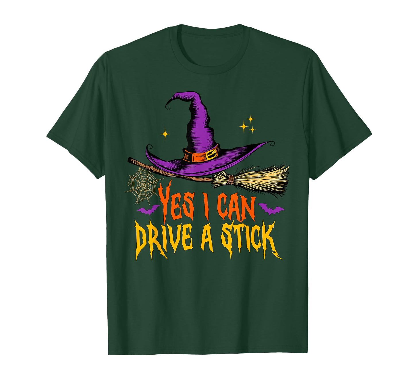 Yes I Can Drive A Stick Funny Halloween Spooky Witch Mom T-Shirt
