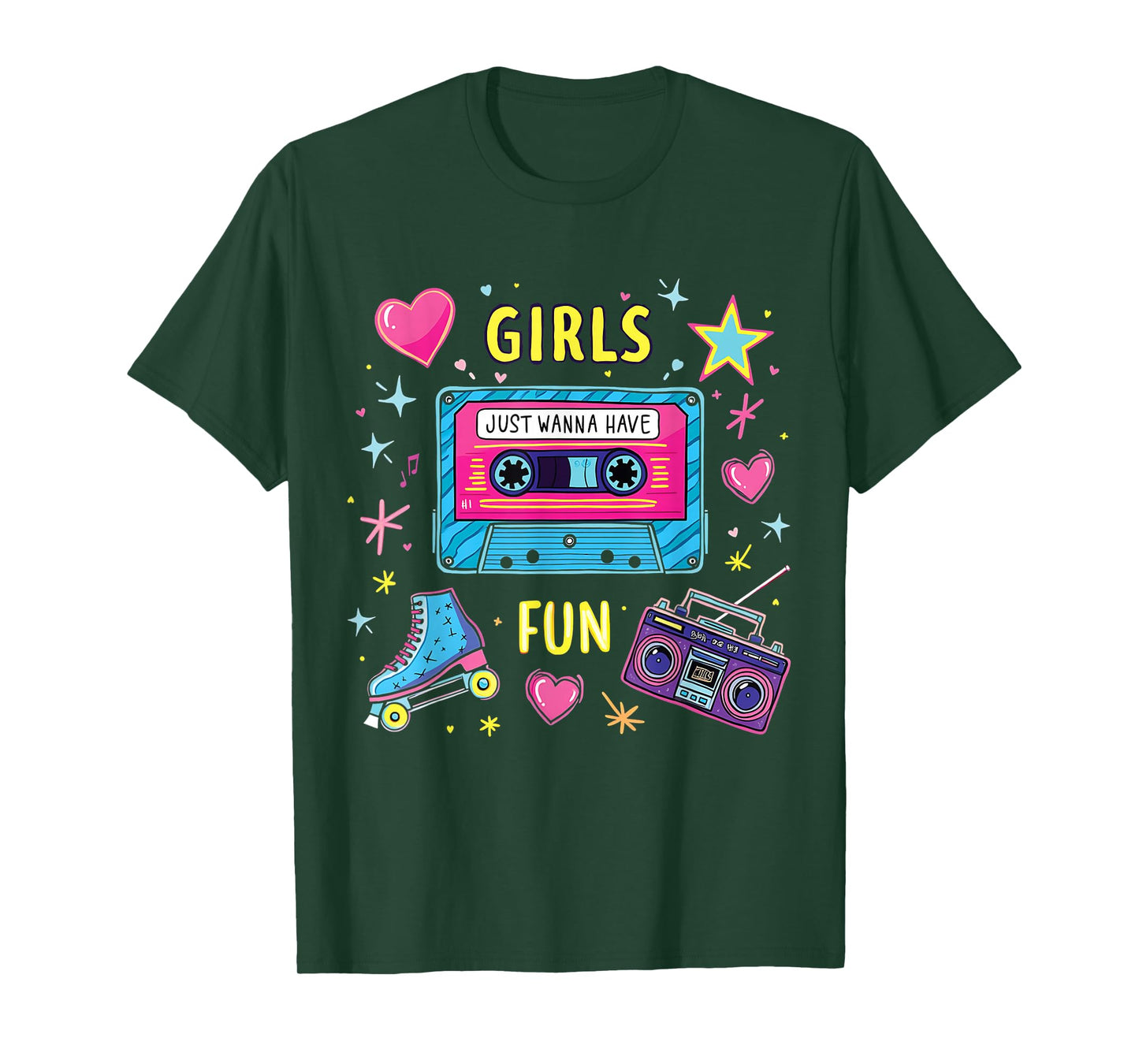 Girls Just Wanna Have Fun Retro for Vibrant 80s Celebrations T-Shirt