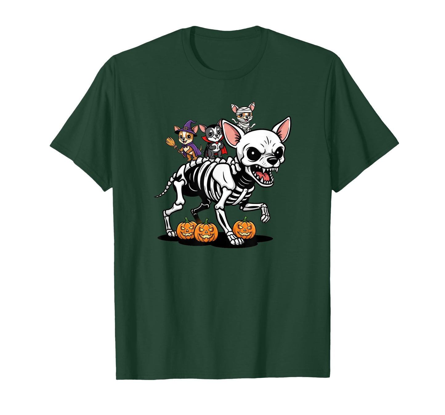 Chihuahua Skeleton Mummy Witch Halloween Kids Mens Womens T-Shirt