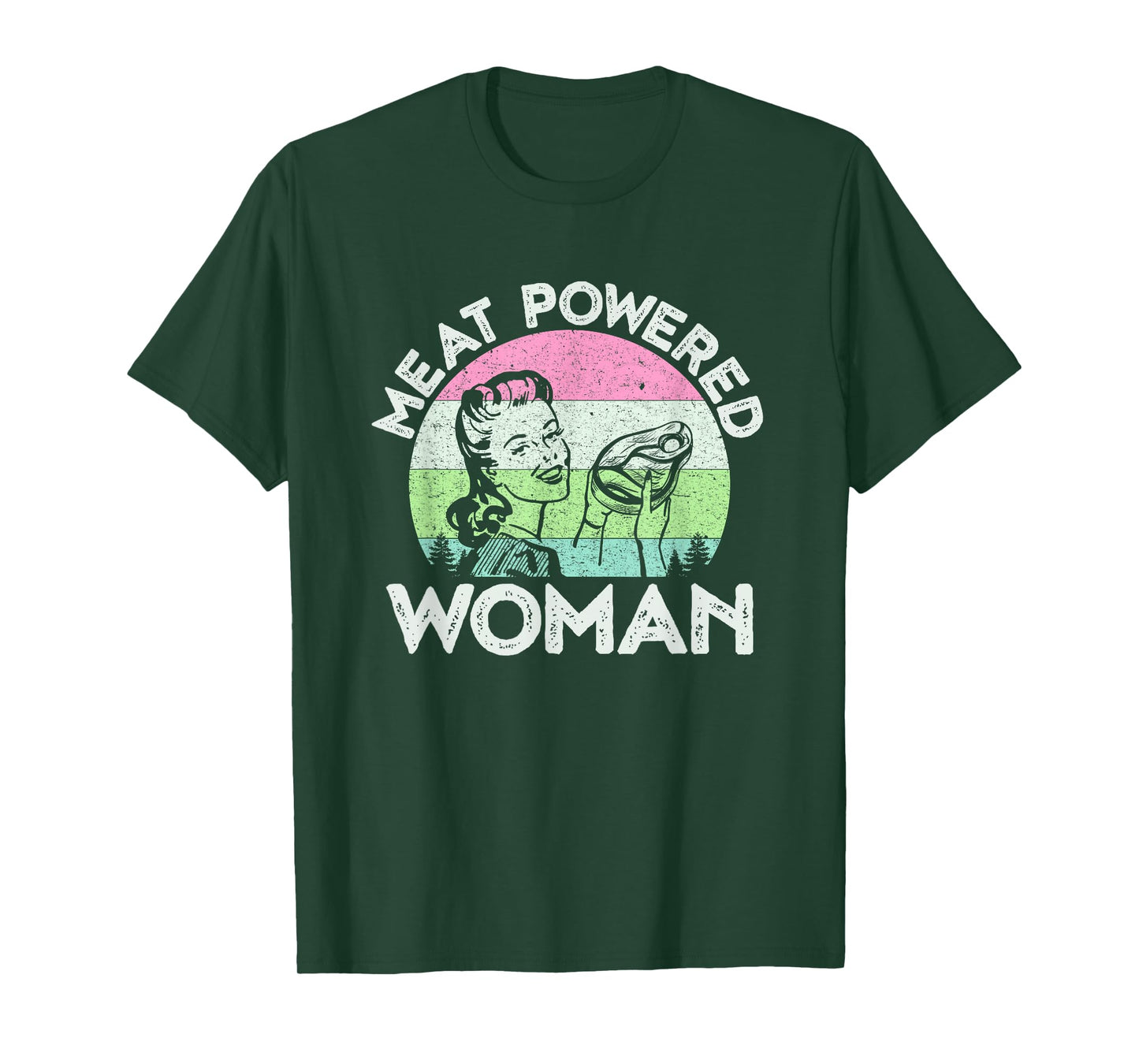 Vintage Meat Powered Woman Carnivore Meat Eater T-Shirt