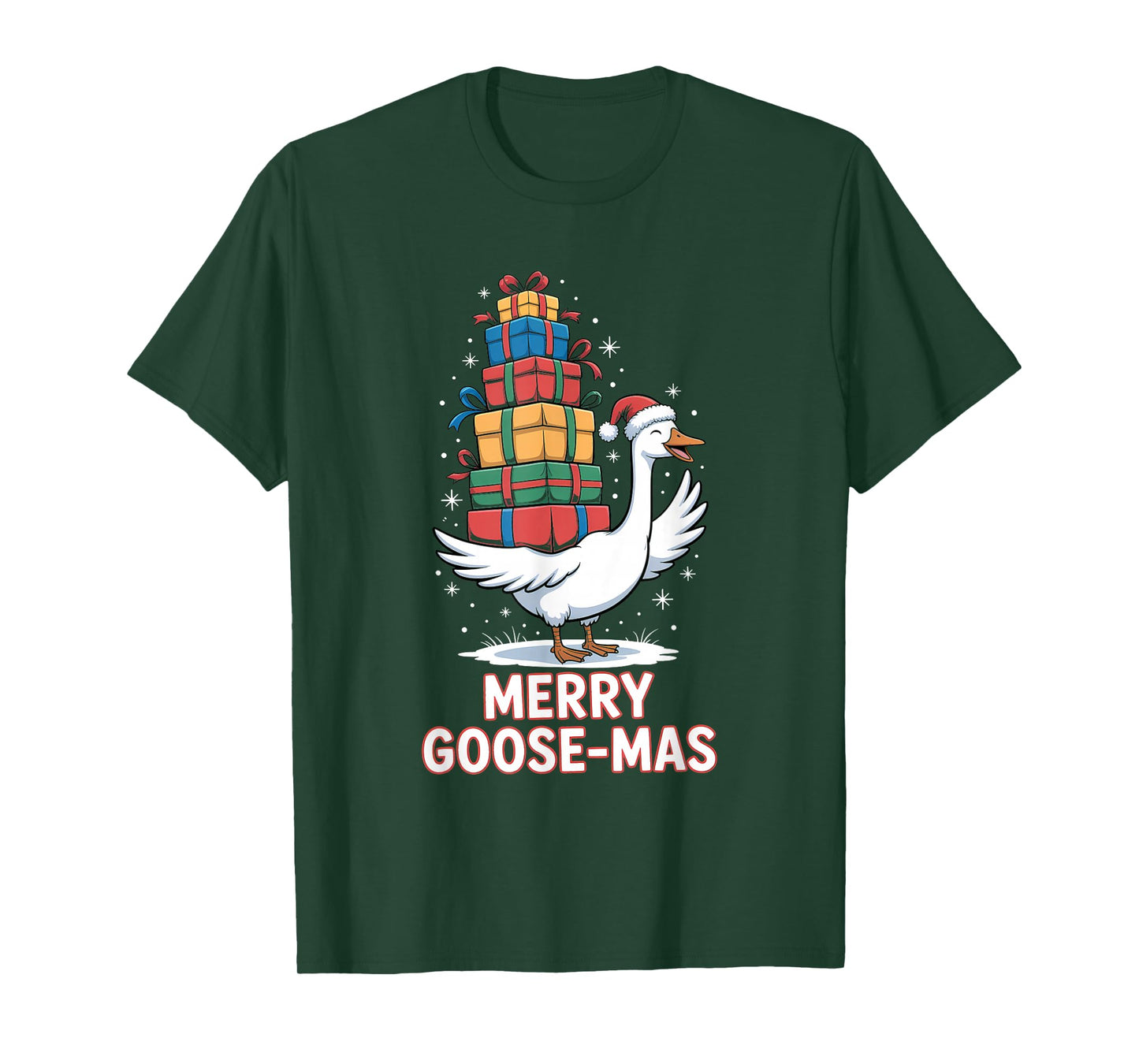 Merry Goose-mas with Xmas Presents Funny Christmas Goose T-Shirt