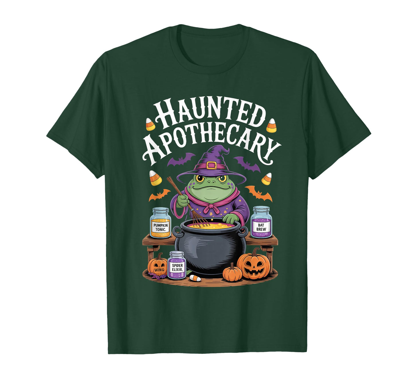 Haunted Apothecary Frog Witch Brew Halloween Spooky T-Shirt