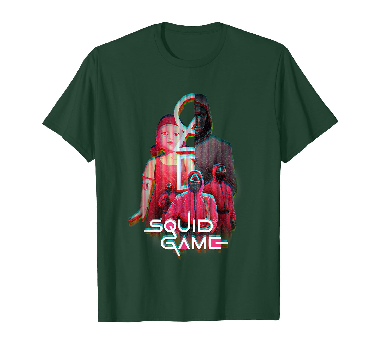 Squid Game 2 Front Man Split Face Glitch Logo T-Shirt