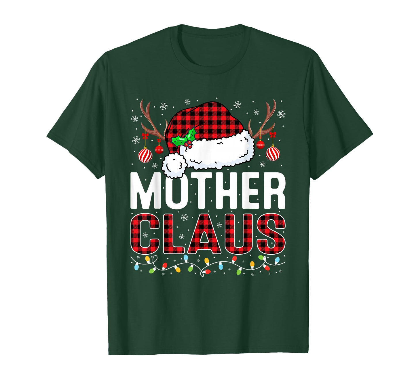 Christmas Lights Mother Claus Family Matching Xmas Pajama T-Shirt