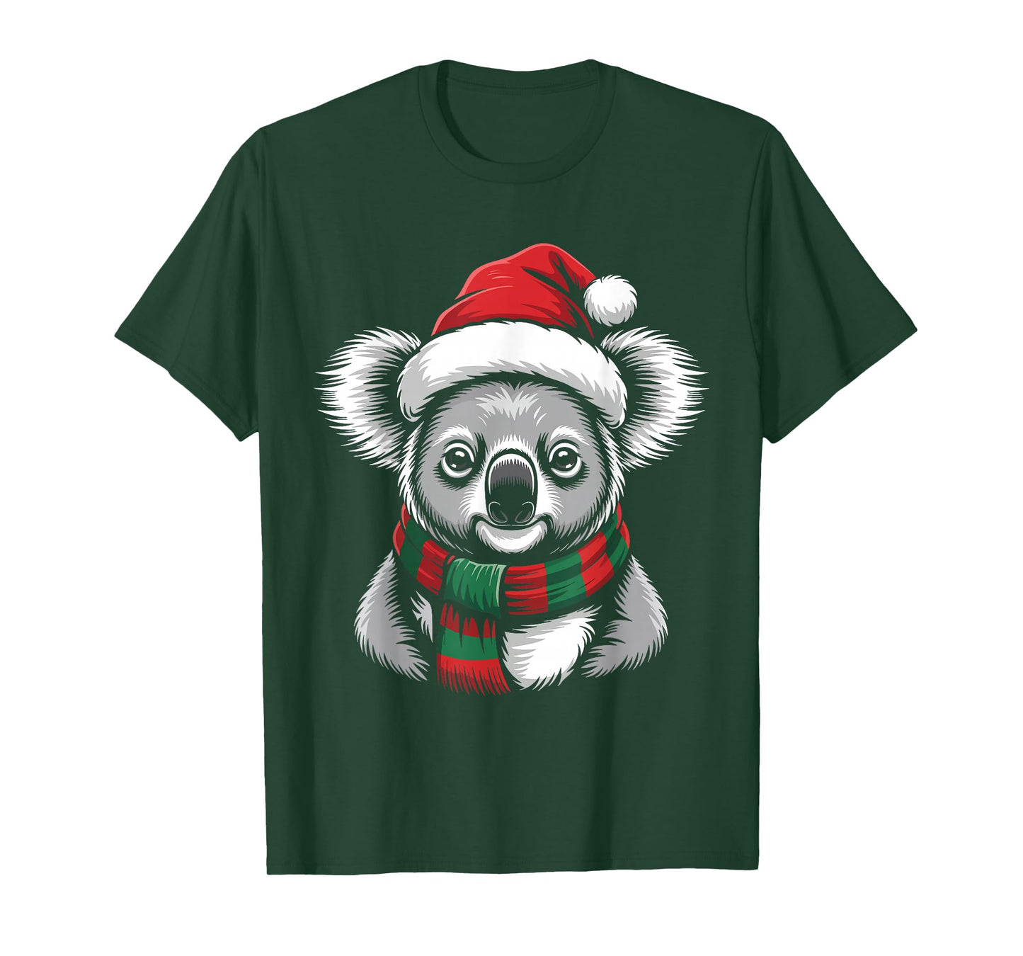 Koala Xmas Santa Hat Scarf Christmas Costume T-Shirt